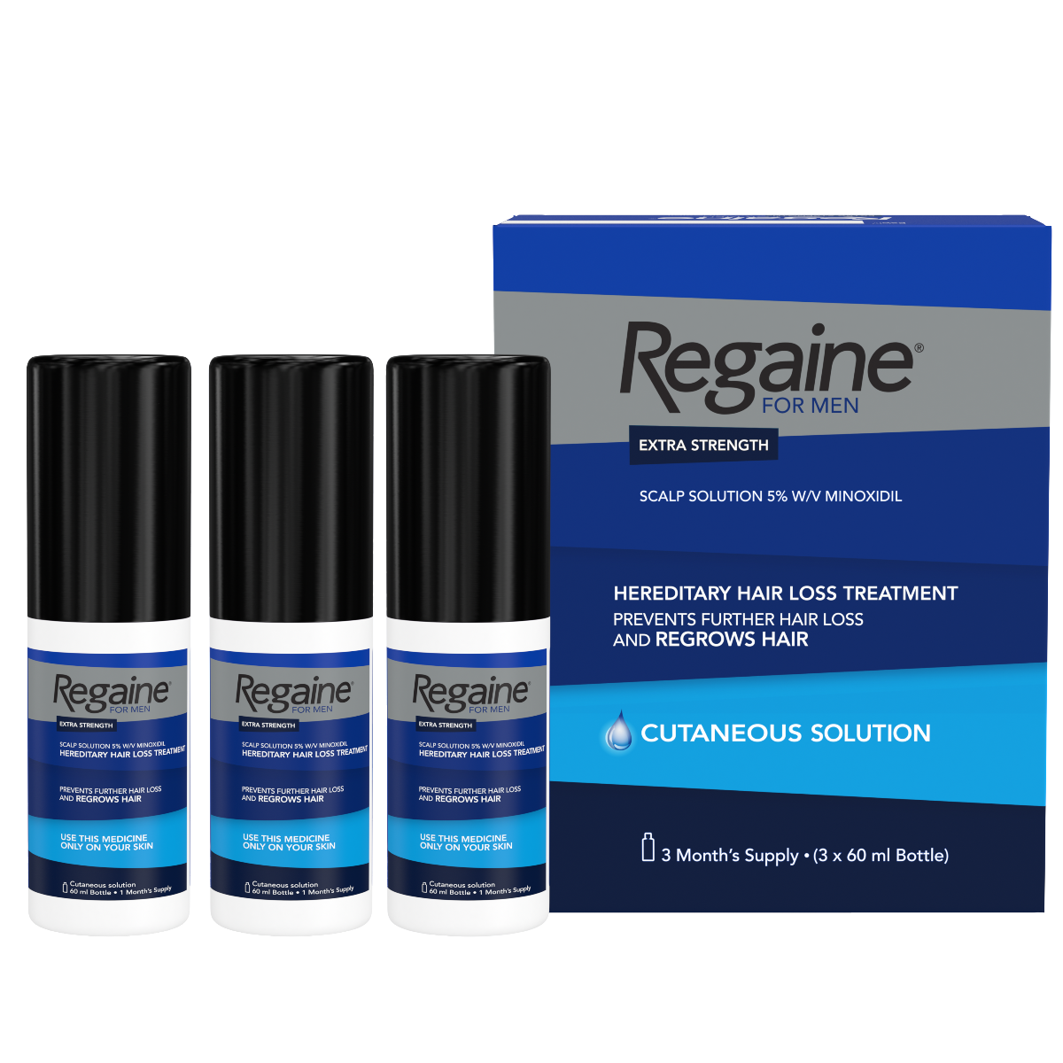 Regaine For Men Extra Strength Liquid - 3 x 60ml (180ml)