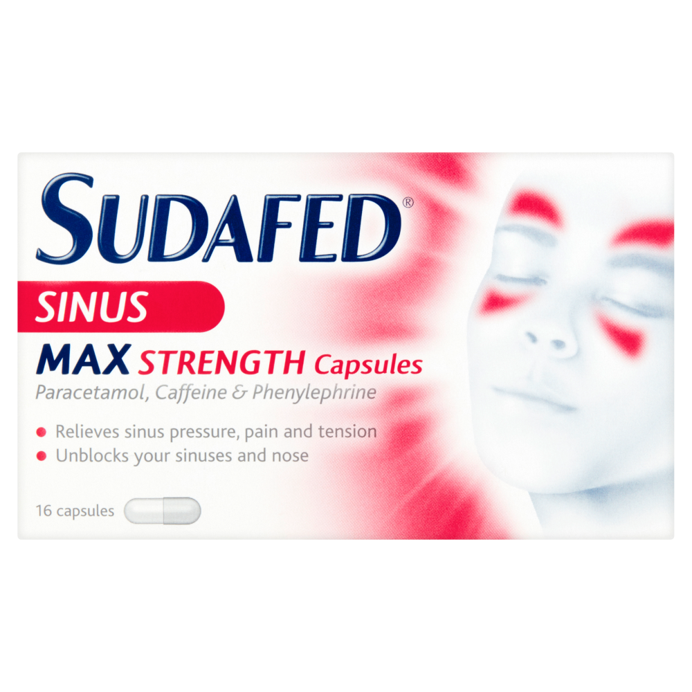 Sudafed Sinus Max Strength 16 Capsules Chemist 4 U