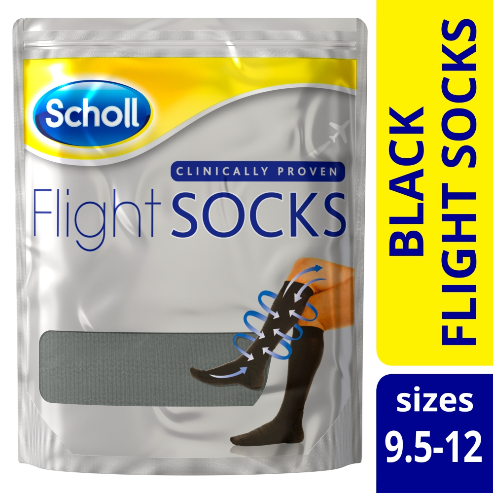 Scholl Flight Socks Black 1 Pair Shoe Sizes 9.512 Chemist 4 U