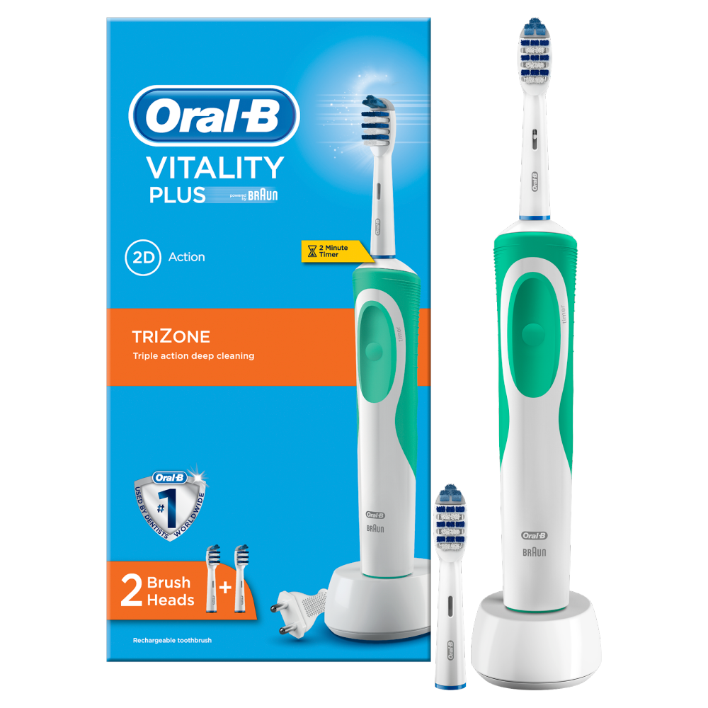 Oral-B Vitality Plus Trizone Electric Toothbrush with 2 Heads