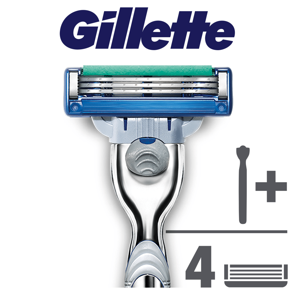 Gillette Mach3 Turbo Handle + 4 blades