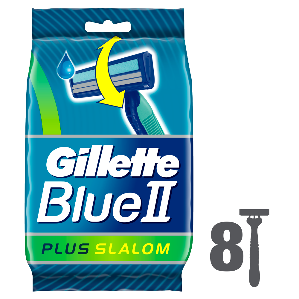 Gillette Blue II Plus Slalom Disposable Razors 8 Pack Chemist 4 U