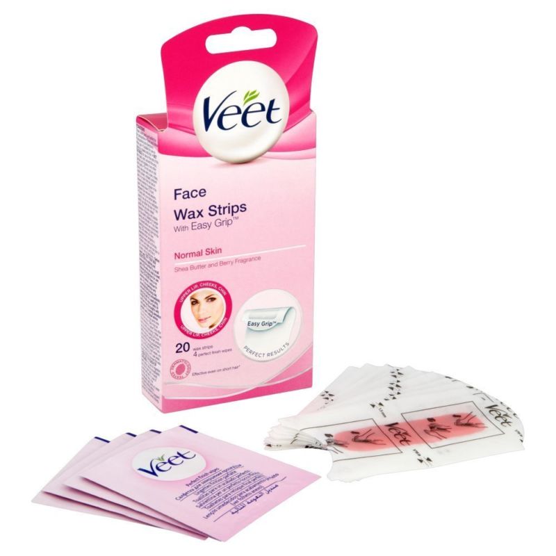 Veet Face 20 Wax Strips + 4 Perfect Finish Wipes For Normal Skin