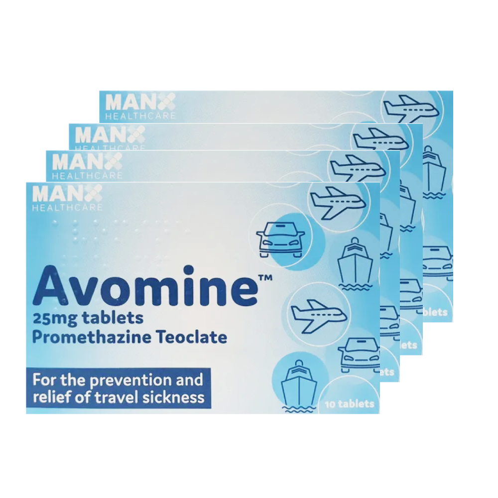 Avomine Travel Sickness 25mg (Promethazine) - 10 Tablets – 5 Pack