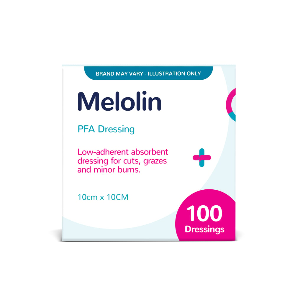 Melolin PFA Dressing 10cm x 10CM 100 Pack (Brand May Vary)