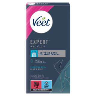 Veet Expert Wax Strips Legs & Body For Sensitive Skin - Pack of 20 