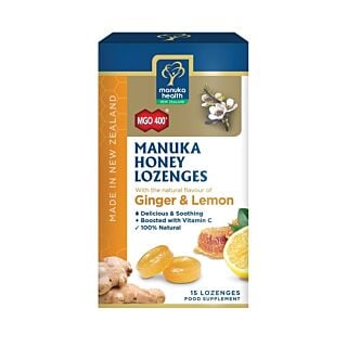 Manuka Health Honey Drops Ginger & Lemon - 15 Lozenges 