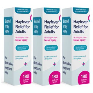 Beclometasone Hay Fever Relief Nasal Spray - 180 Dose - 3 Pack