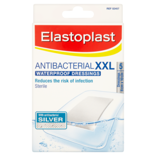 Elastoplast Antibacterial Dressings XXL Waterproof 8x10cm 5 Pack