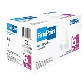GlucoRx Finepoint Needles 6mm 31g - Pack of 100