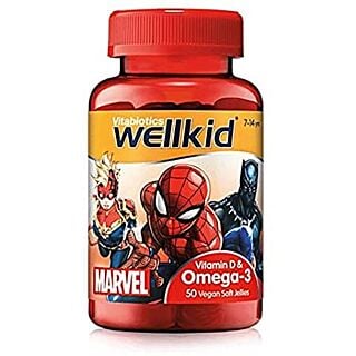 Vitabiotics Wellkid Marvel Omega-3 Plus Vitamin D Jellies - 50 Vegan Soft Jellies
