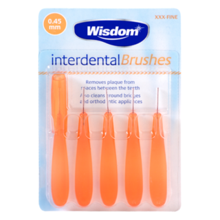 Wisdom Interdental Brushes - 5 x 0.45mm Orange