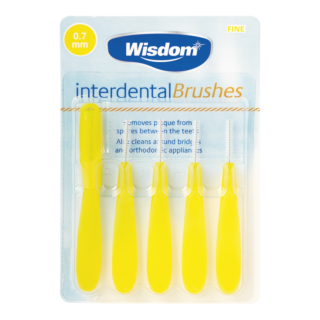 Wisdom Interdental Brushes - 5 x 0.7mm Yellow