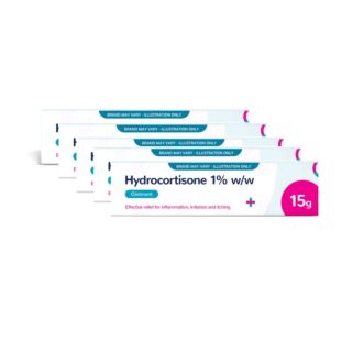 Hydrocortisone 1% w/w Ointment 15g - 5 Pack (Brand May Vary)