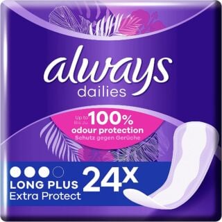 Always Dailies Panty Liners Long Plus Extra Protect Odour Neutralise Pack of 24