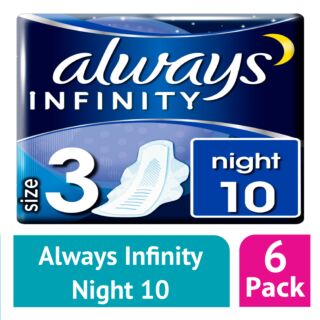 Always Infinity Night (Size 3) Sanitary Towels 10 (Case of 6)
