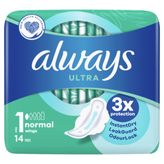 Always Ultra Sanitary Towels Normal With Wings Size 1 - 14 Pads