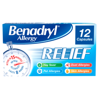 Benadryl Allergy Relief – 12 Capsules