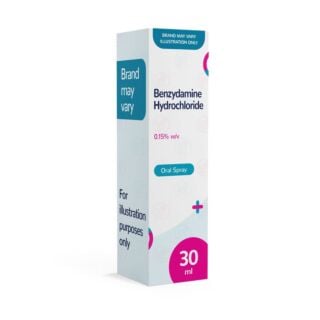 Benzydamine Hydrochloride 0.15% Oral Spray - 30ml (Brand May Vary)