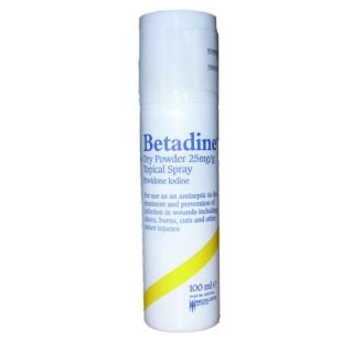 Betadine Dry Powder Spray 25mg (Povidone Iodine) - 100ml