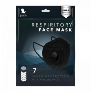 Black Respirator 7 Ply Face Covering Individually Wrapped