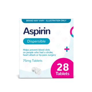 Aspirin Dispersible Tablets 75mg – 28 Tablets (Brand May Vary)