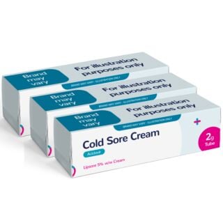 Cold Sore Cream Aciclovir 5% Cream - 2g - 3 Pack (Brand May Vary)
