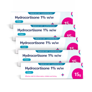 Hydrocortisone 1% w/w Cream 15g - 5 Pack (Brand May Vary)