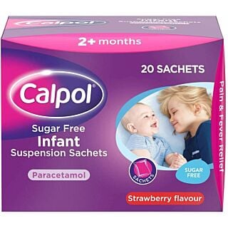 Calpol Sugar Free Infant Suspension Strawberry Flavour - 20 Sachets 