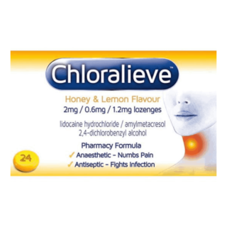 Chloralieve Honey & Lemon Flavour Lozenges - 24 Pack