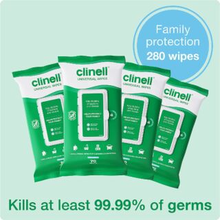 Clinell Universal Cleaning and Disinfecting Antimicrobial Wipes - 4 Packs of 70