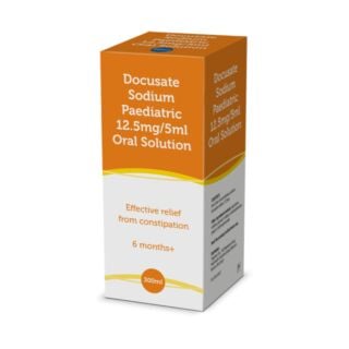 Docusate Sodium (Generic Docusol) Paediatric 12.5mg/5ml Oral Solution - 300ml (Brand May Vary)