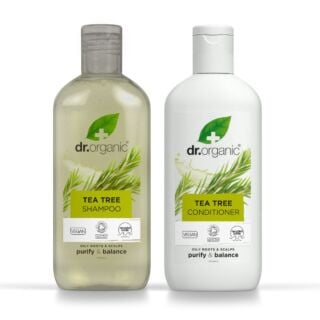 Dr Organic Tea Tree Shampoo And Conditioner Bundle For Oily Roots And Scalps - 2x265ml