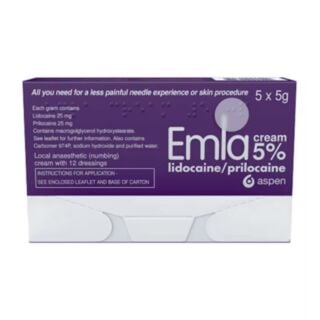 EMLA Cream 5% - 5 x 5g Cream - with 12 Dressings