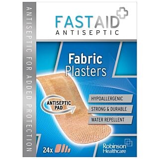 Fast Aid Antibacterial Plasters Fabric Assorted Sizes Pack 20