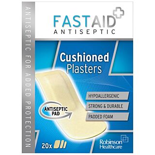 Fast Aid Antibacterial Cushioned Plasters Assorted Sizes - 20 Pack