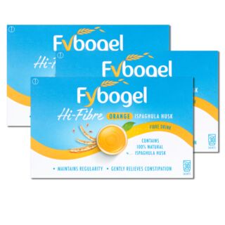 Fybogel Hi-Fibre Orange Ispaghula Husk Fibre Drink - 30 Sachets - 3 Pack