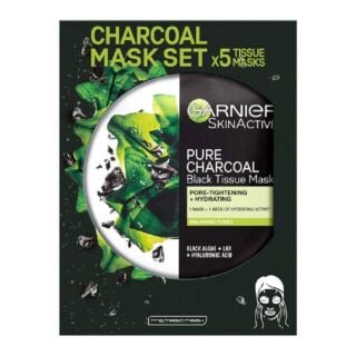  Garnier Charcoal and Algae Purifying Tissue Face Mask - 5 Pack