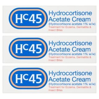 HC45 Hydrocortisone 1% w/w Acetate Cream - 15g - 3 Pack