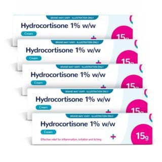 Hydrocortisone 1% w/w Cream 15g - 5 Pack (Brand May Vary)