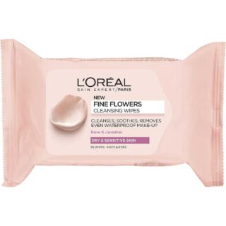  L'Oreal Paris Fine Flowers Cleansing Wipes For Dry and Sensitive Skin - x25