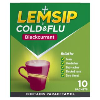 Lemsip Cold & Flu Blackcurrant - 10 Sachets