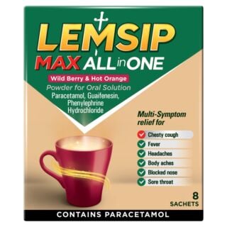 Lemsip Max All in One Cold & Flu Berry & Orange Hot Drink - 8 Sachets