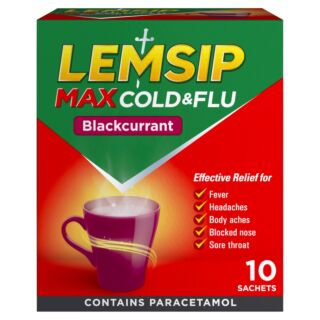 Lemsip Max Cold & Flu Blackcurrant – 10 Sachets