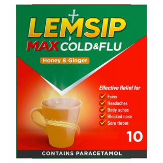 Lemsip Max Cold & Flu Honey & Ginger Hot Drink - 10 Sachets