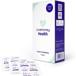 Lovehoney Health Lubricated Extra Thin Vegan Latex Condoms - 12 Pack