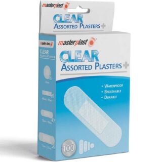 Masterplast Clear Assorted Waterproof Plasters - 100 Plasters