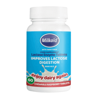 Milkaid Lactase Enzyme Tablets Raspberry Flavour - 120 Tablets