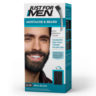 Just For Men Moustache & Beard Brush-In Colour Gel Real Black M-55