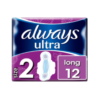 Always Ultra Long (Size 2) Sanitary Towels Wings 12 (Case of 12)
